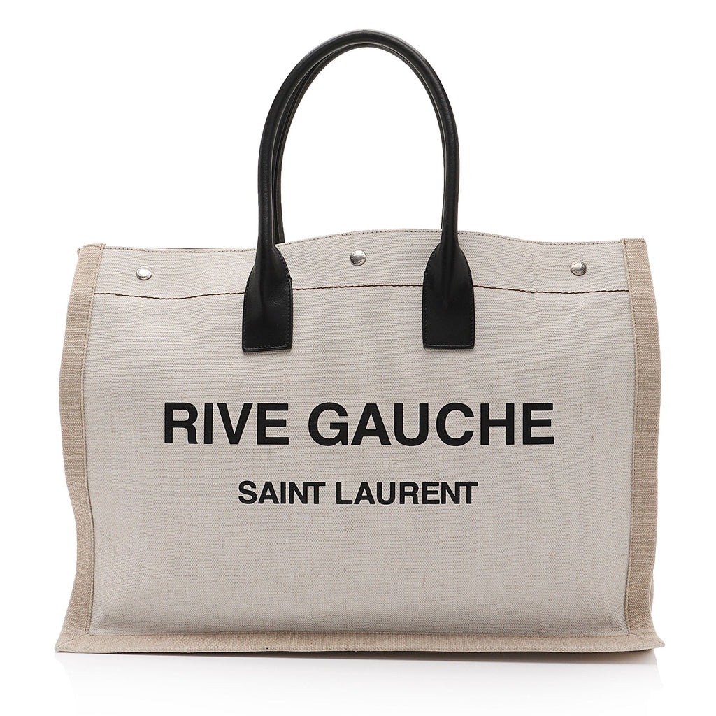 Saint Laurent Canvas Calfskin Rive Gauche Large Tote (SHF-Ti5Jyi)