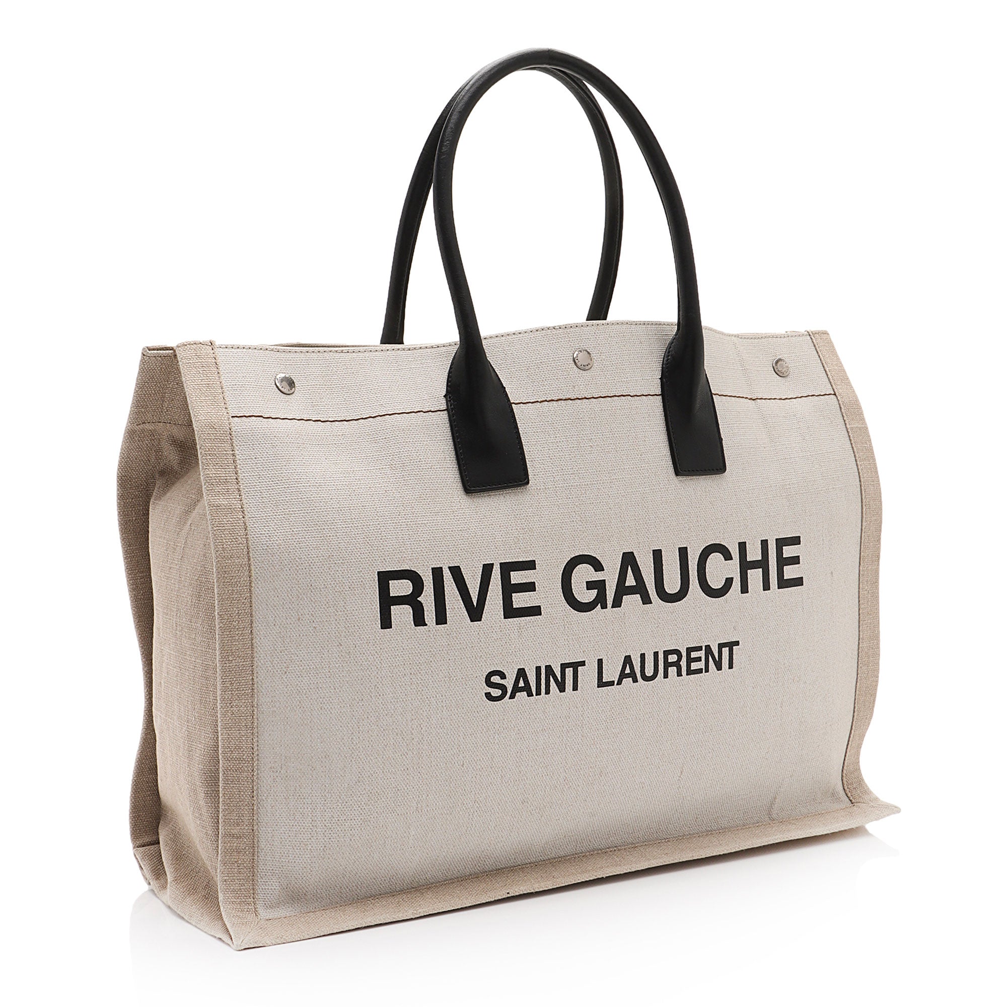 Saint Laurent Canvas Calfskin Rive Gauche Large Tote (SHF-Ti5Jyi)