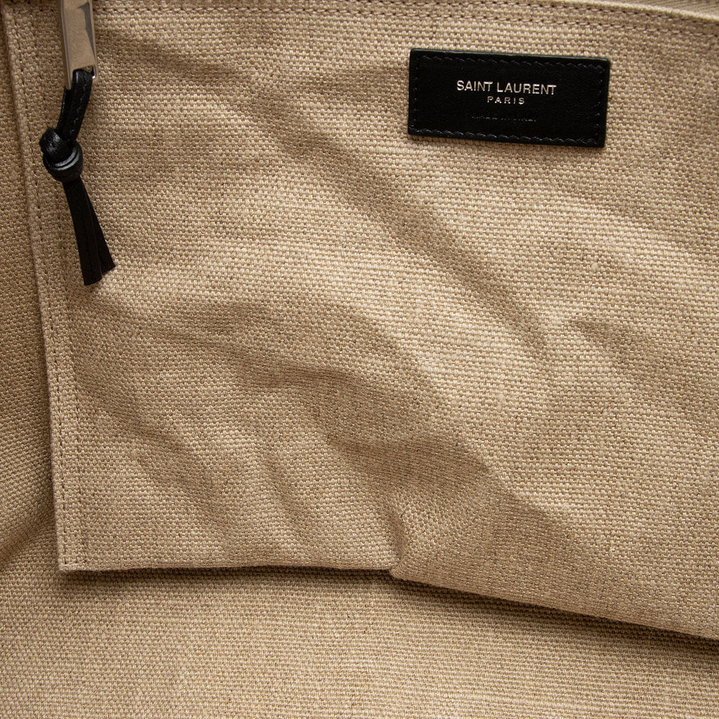 Saint Laurent Canvas Calfskin Rive Gauche Large Tote (SHF-v2S0Rd)