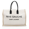 Saint Laurent Canvas Calfskin Rive Gauche Large Tote (SHF-v2S0Rd)