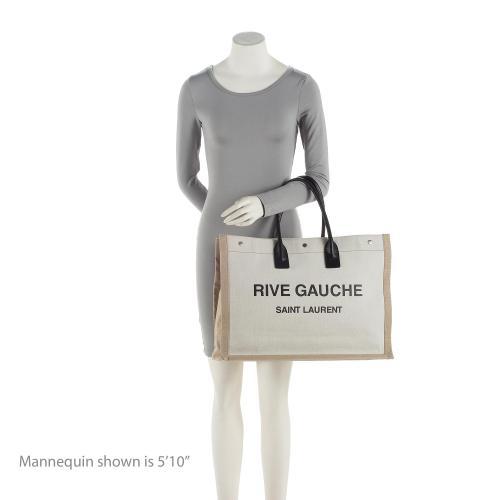 Saint Laurent Canvas Calfskin Rive Gauche Large Tote (SHF-v2S0Rd)