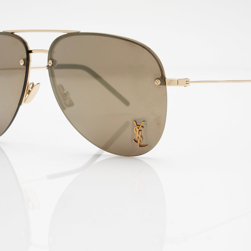 Saint Laurent Classic 11 Monochromatic Aviator Sunglasses (SHF-WaxfXE)