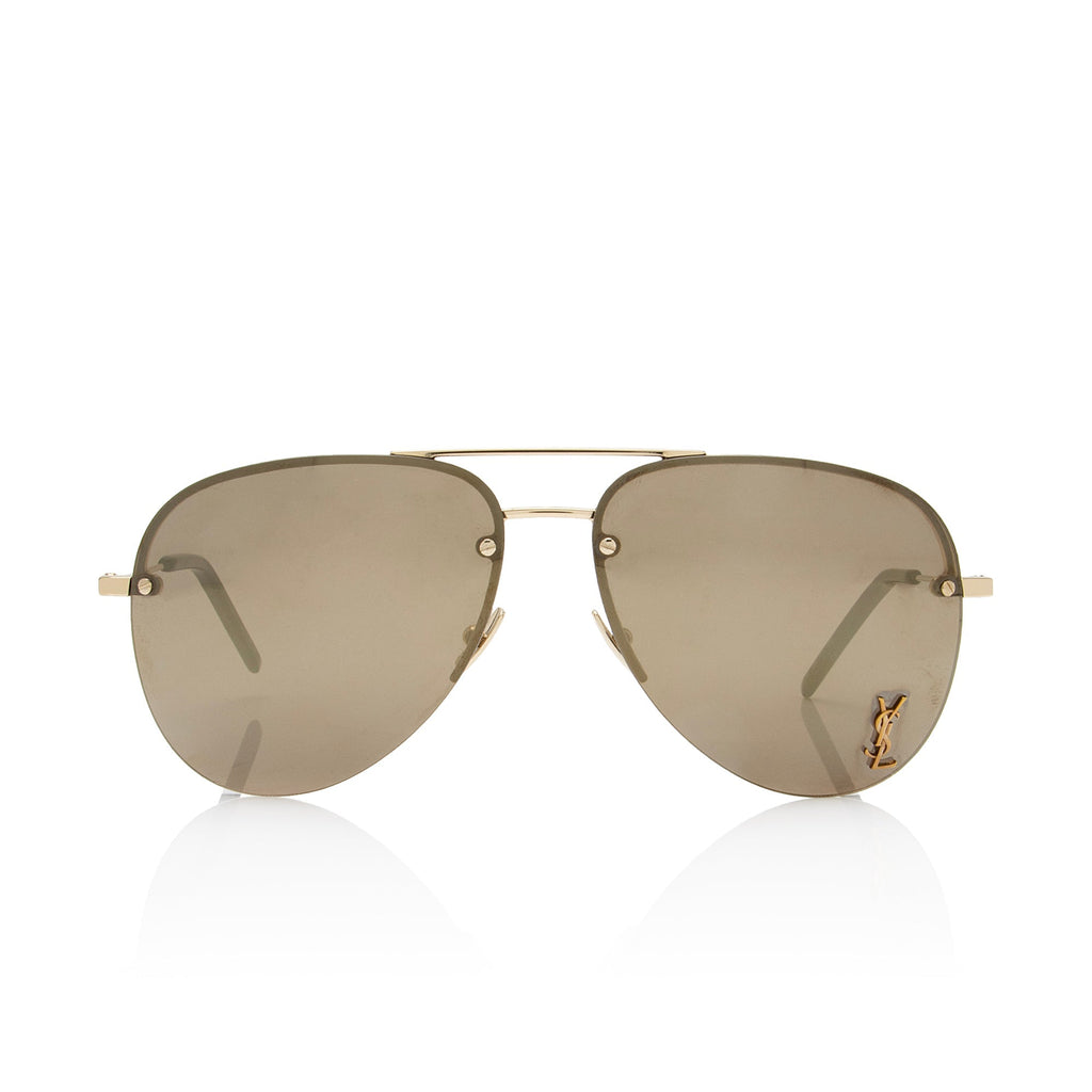 Saint Laurent Classic 11 Monochromatic Aviator Sunglasses (SHF-WaxfXE)