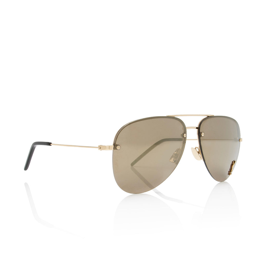 Saint Laurent Classic 11 Monochromatic Aviator Sunglasses (SHF-WaxfXE)