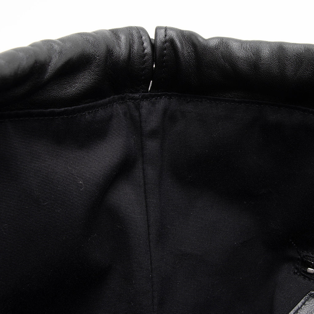 Saint Laurent Coated Canvas Checkered Teddy Drawstring Backpack (SHF-kt7eWZ)