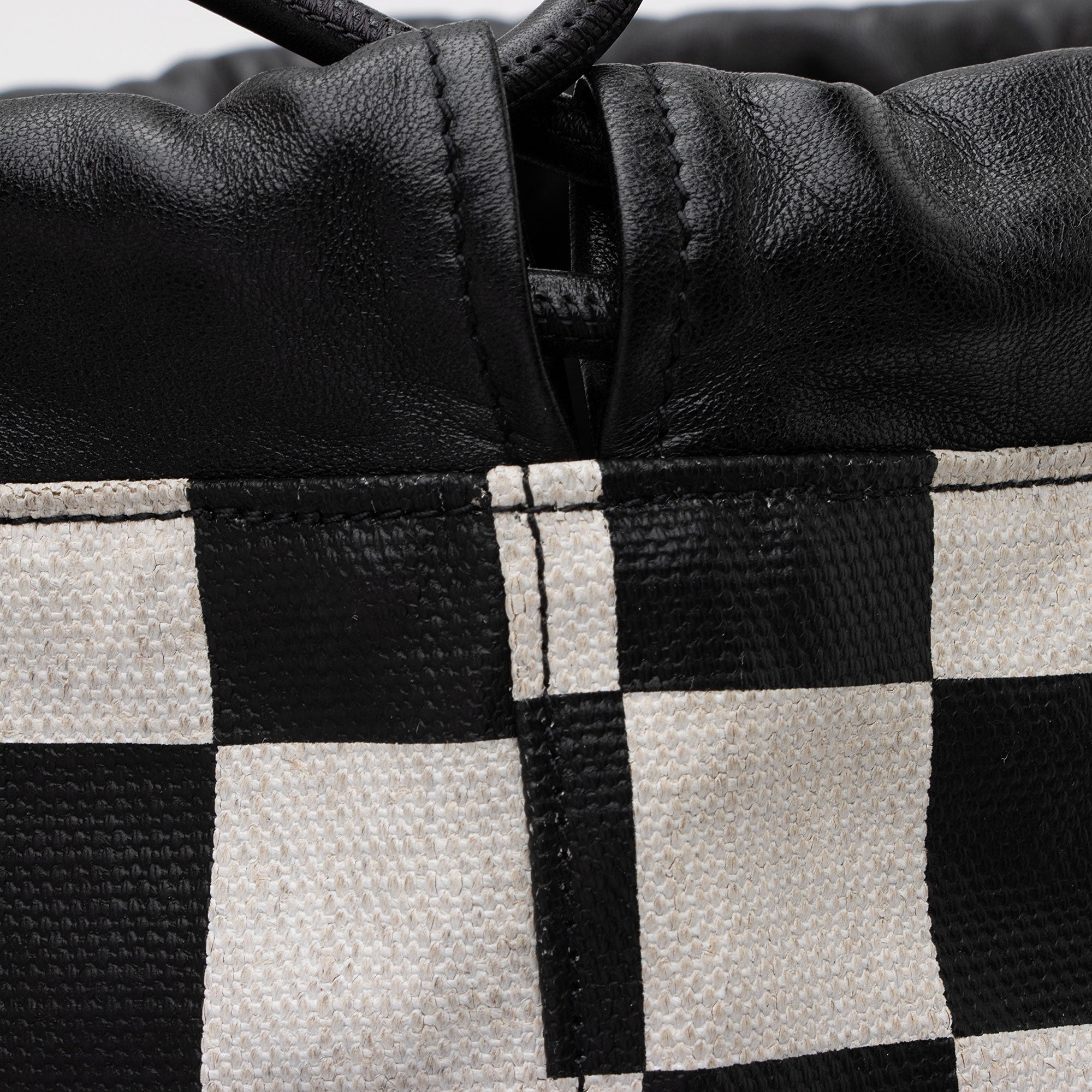 Saint Laurent Coated Canvas Checkered Teddy Drawstring Backpack (SHF-kt7eWZ)