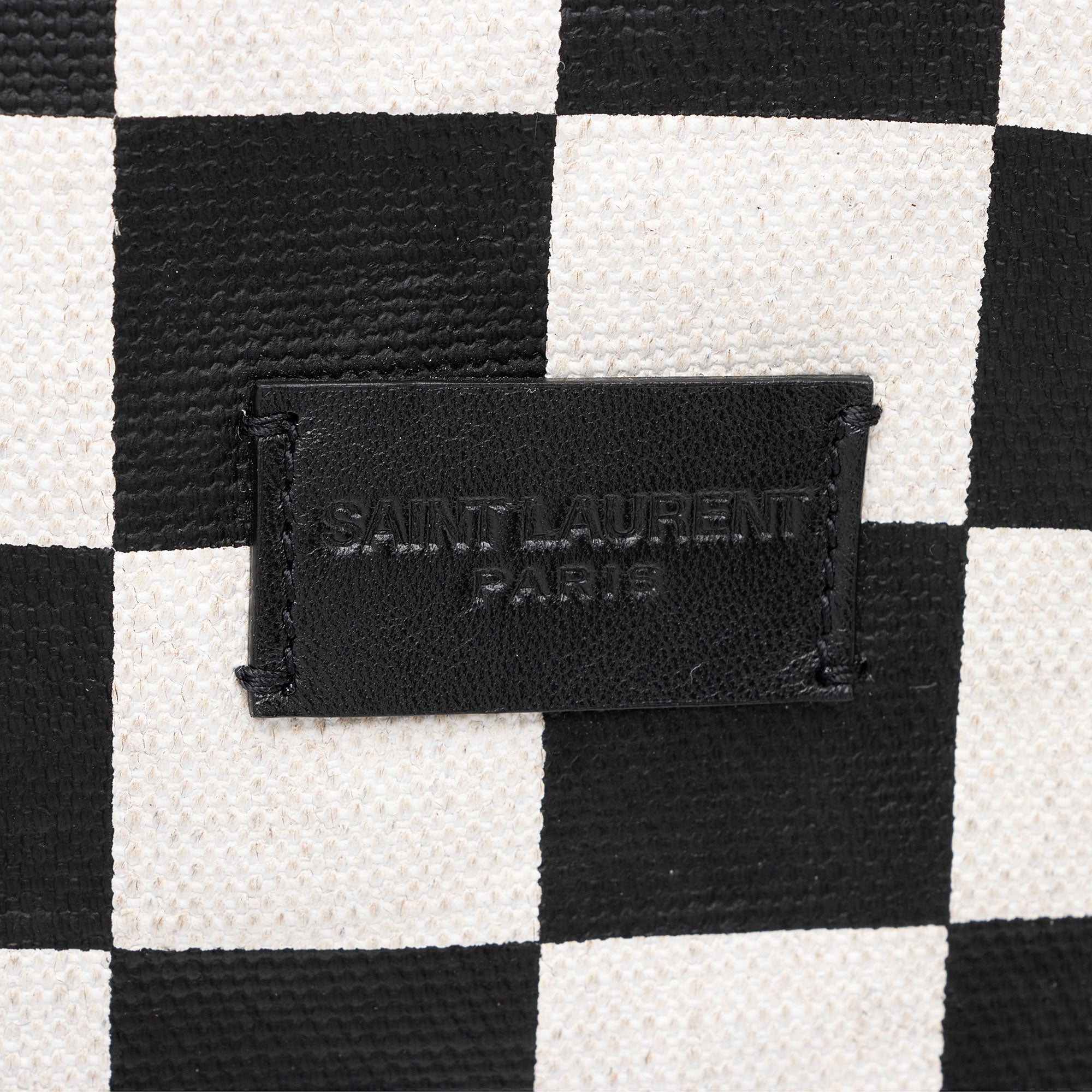 Saint Laurent Coated Canvas Checkered Teddy Drawstring Backpack (SHF-kt7eWZ)