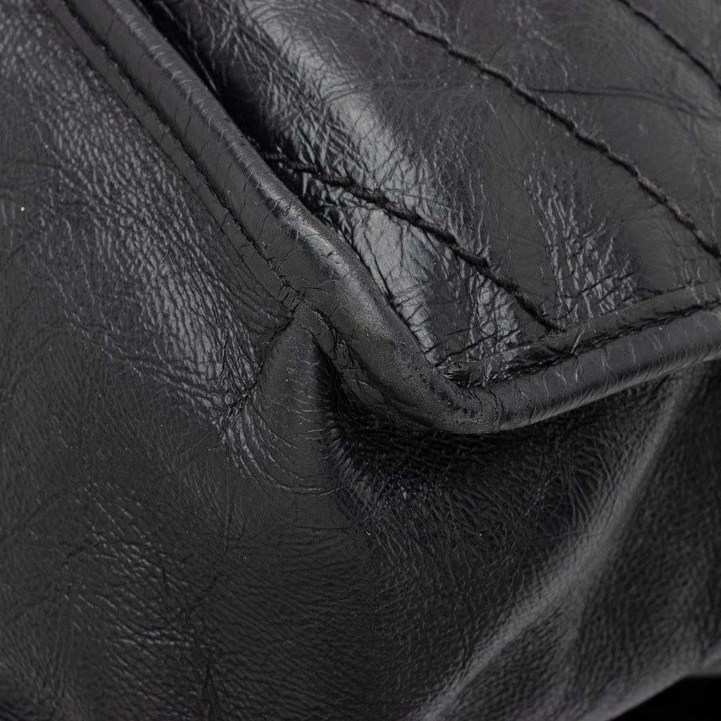 Saint Laurent Crinkled Calfskin Matte Black Monogram Niki Large Shoulder Bag (SHF-eFW25Q)