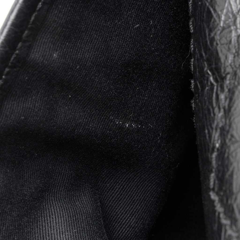 Saint Laurent Crinkled Calfskin Matte Black Monogram Niki Large Shoulder Bag (SHF-eFW25Q)