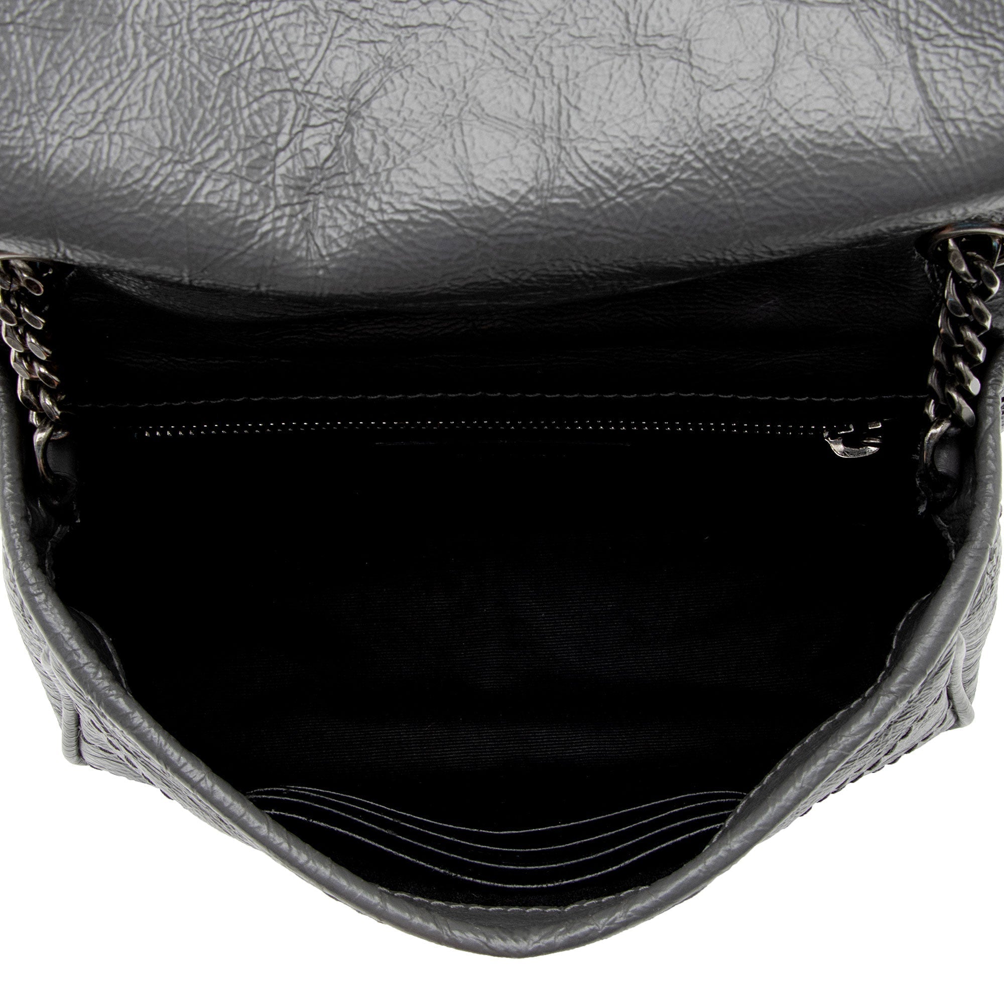Saint Laurent Crinkled Calfskin Monogram Niki Chain Wallet (SHF-9O6DRW)