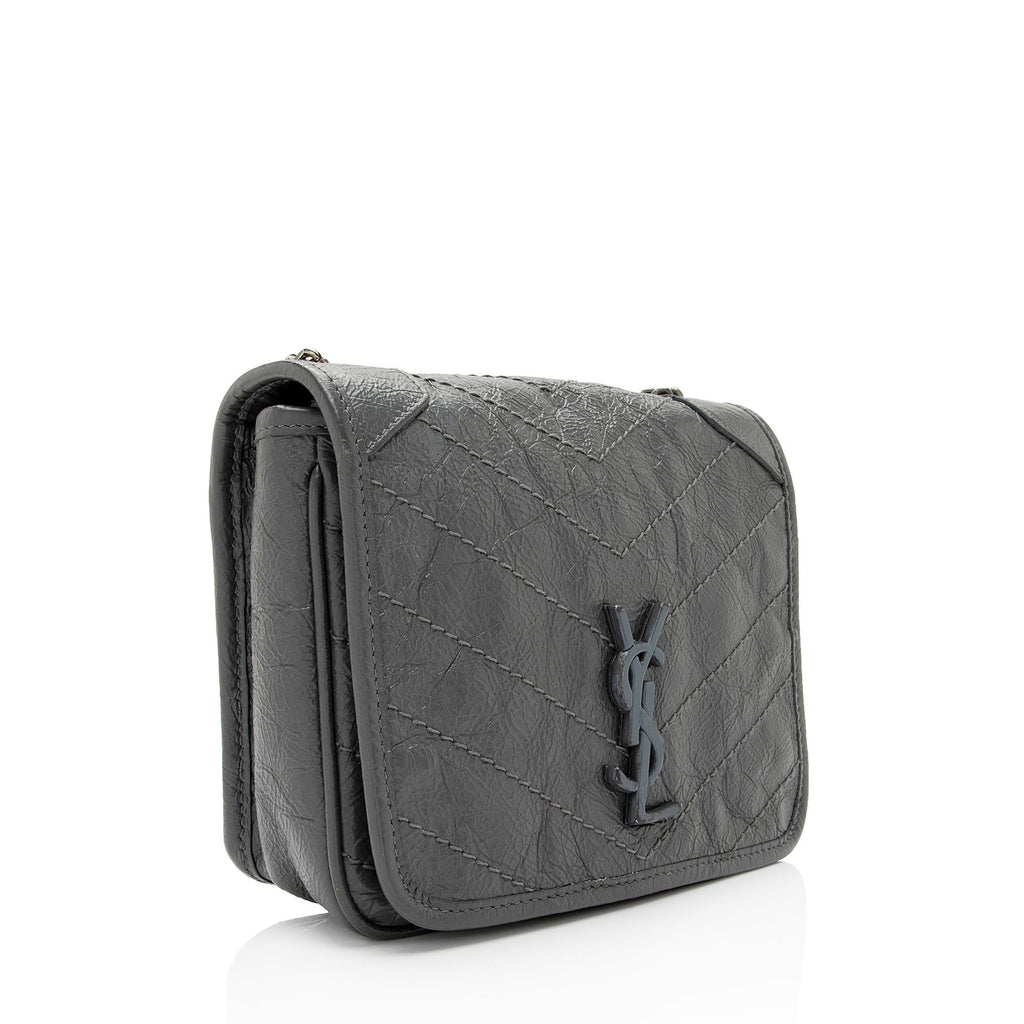 Saint Laurent Crinkled Calfskin Monogram Niki Chain Wallet (SHF-9O6DRW)