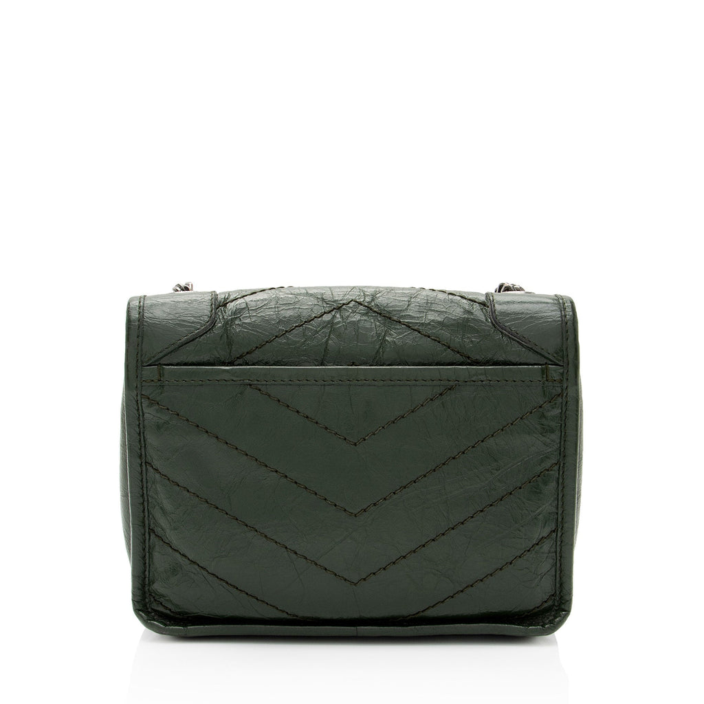Saint Laurent Crinkled Calfskin Monogram Niki Chain Wallet (SHF-w5uFiz)