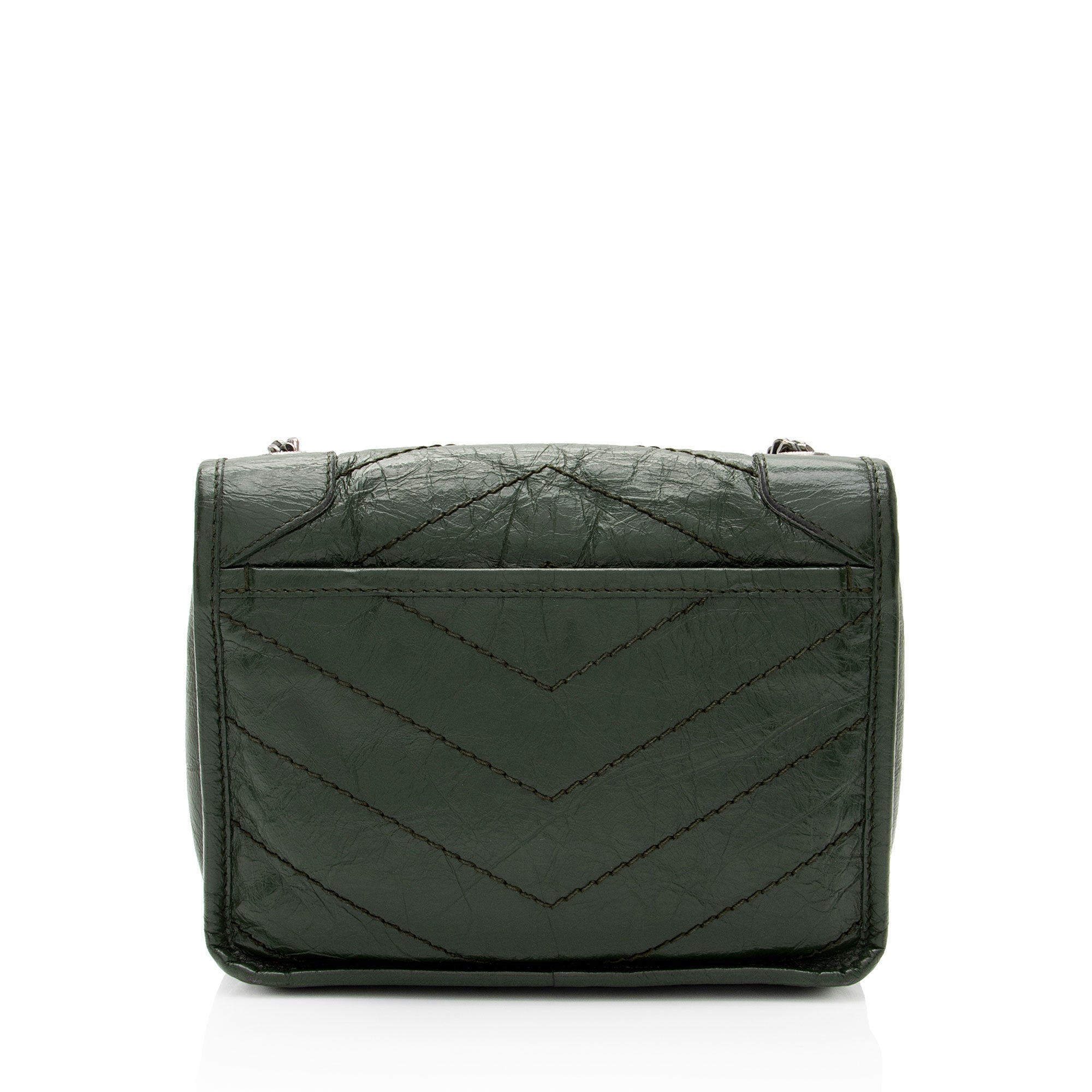 Saint Laurent Crinkled Calfskin Monogram Niki Chain Wallet (SHF-w5uFiz)