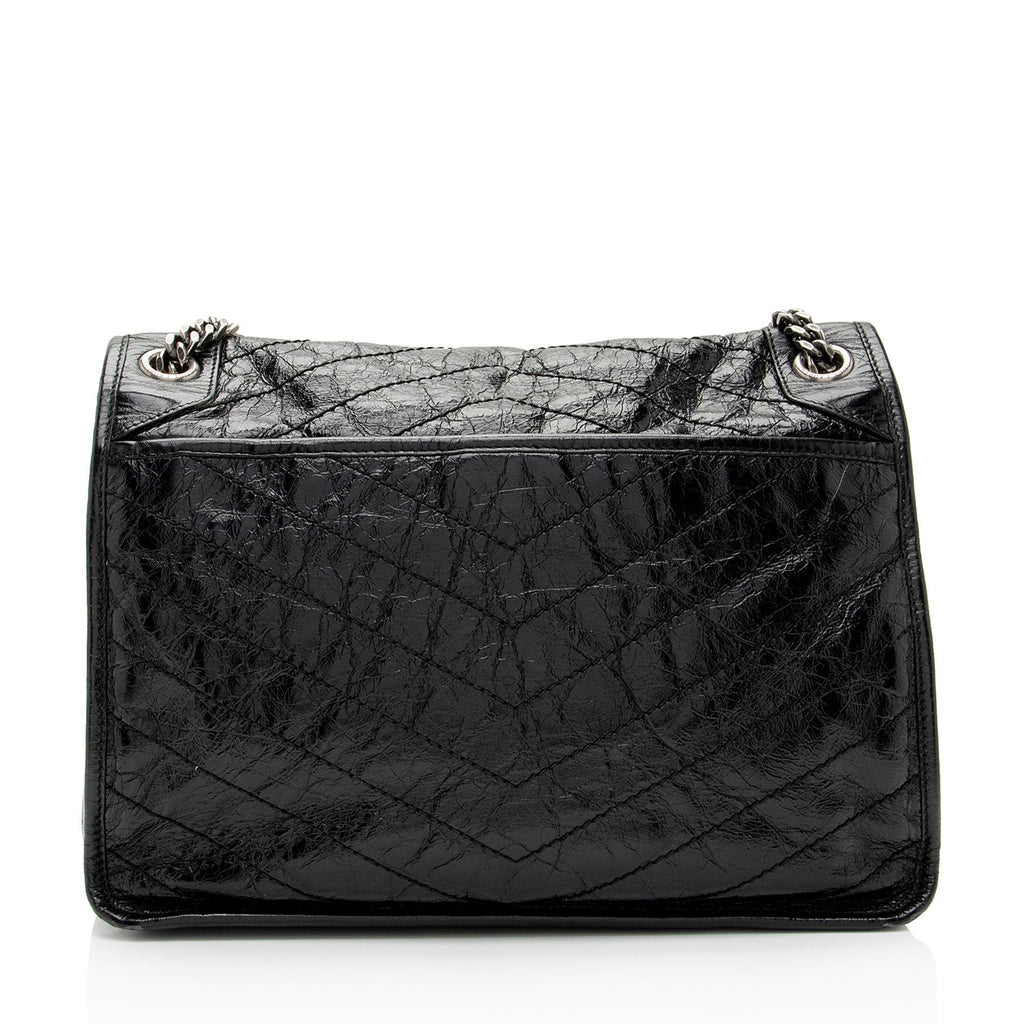 Saint Laurent Crinkled Calfskin Monogram Niki Large Shoulder Bag (SHF-0VXkR6)