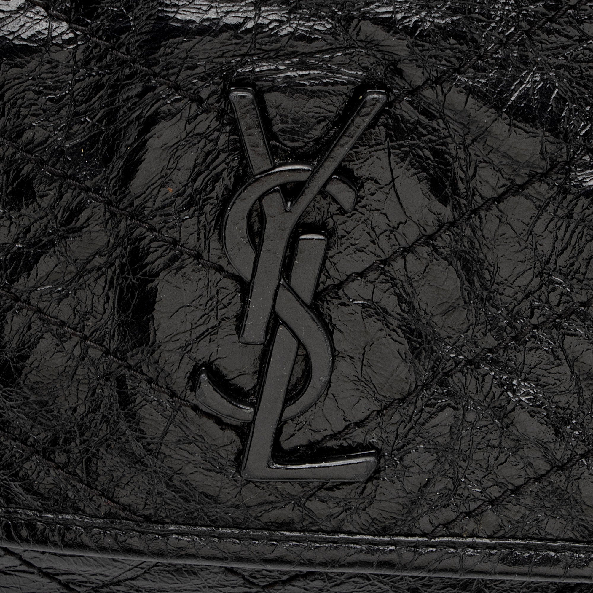 Saint Laurent Crinkled Calfskin Monogram Niki Large Shoulder Bag (SHF-0VXkR6)