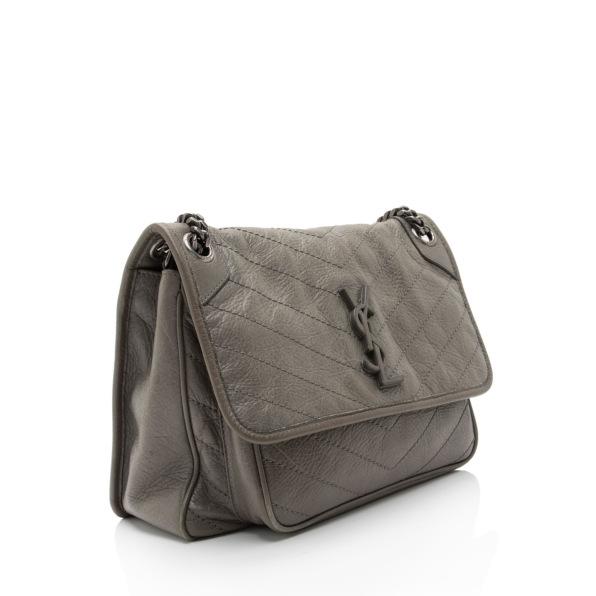 Saint Laurent Crinkled Calfskin Monogram Niki Medium Shoulder Bag (SHF-BbD05y)