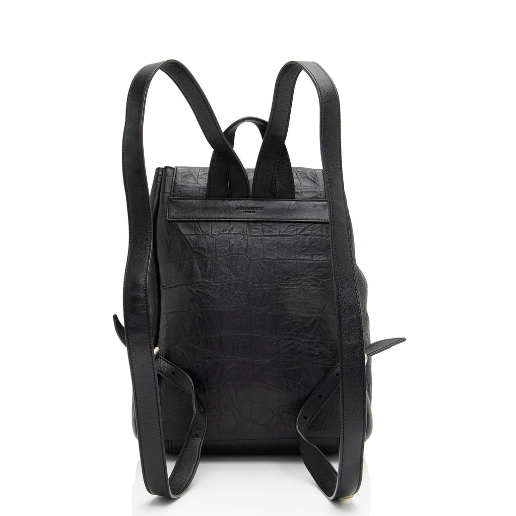 Saint Laurent Croc Embossed Lambskin Festival Backpack (SHF-8lf36x)