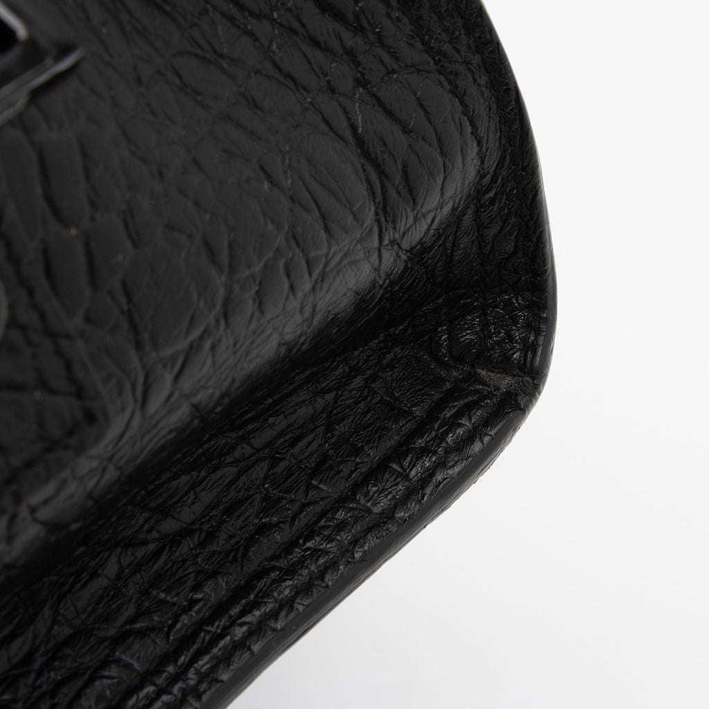 Saint Laurent Croc Embossed Leather Monogram Baby Cabas Tote (SHF-QBG3Zi)