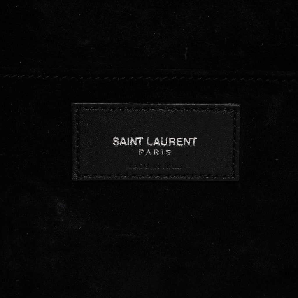 Saint Laurent Croc Embossed Leather Monogram Baby Cabas Tote (SHF-QBG3Zi)