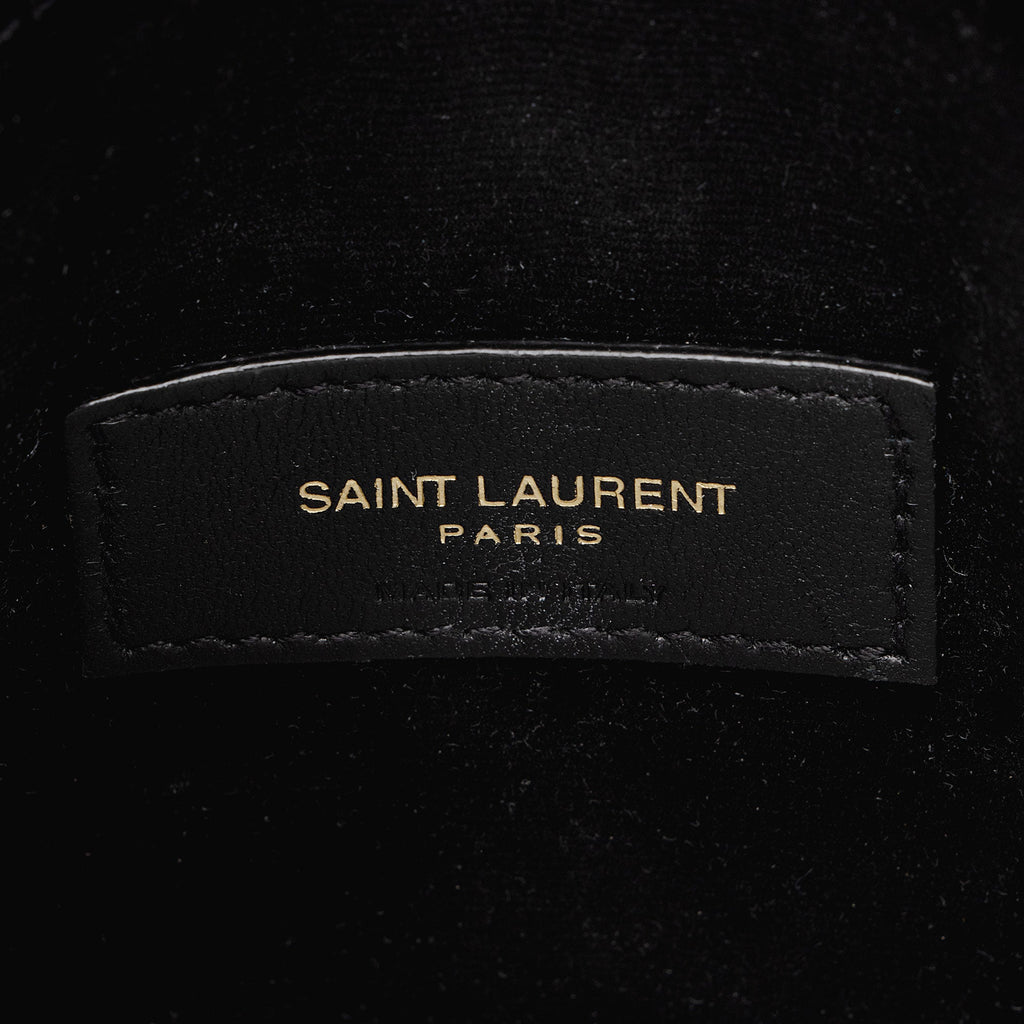 Saint Laurent Croc Embossed Leather Monogram Baby Uptown Clutch (SHF-ZduBsW)
