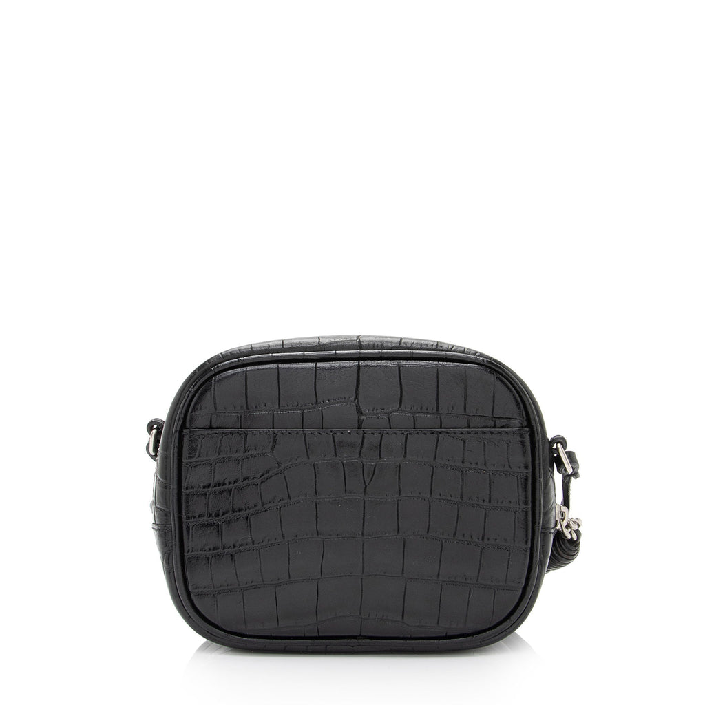 Saint Laurent Croc Embossed Leather Monogram Blogger Bag (SHF-XNnxZ2)