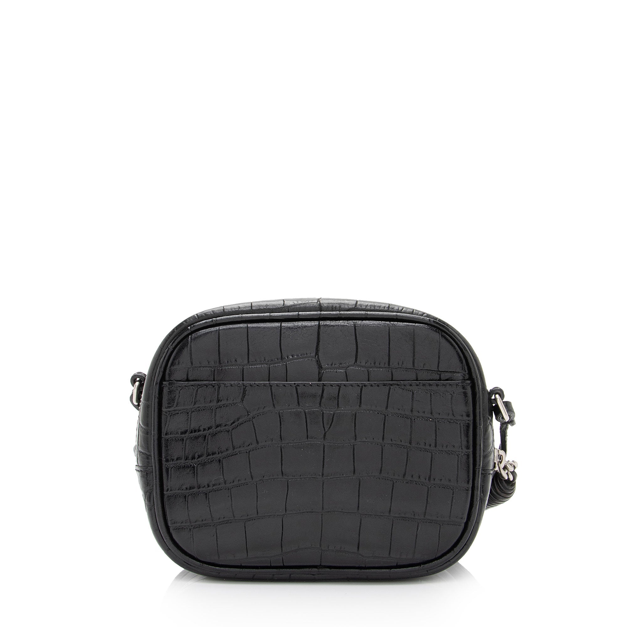 Saint Laurent Croc Embossed Leather Monogram Blogger Bag (SHF-XNnxZ2)