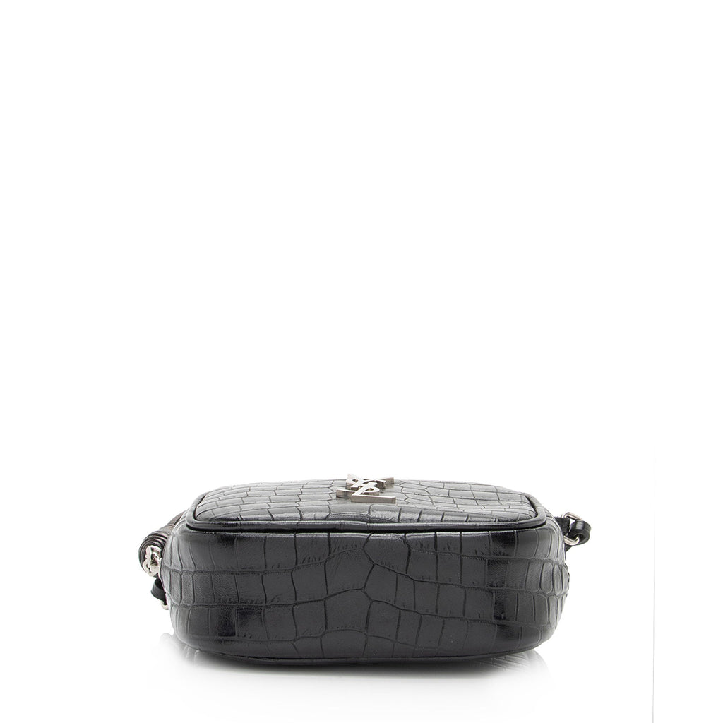 Saint Laurent Croc Embossed Leather Monogram Blogger Bag (SHF-XNnxZ2)