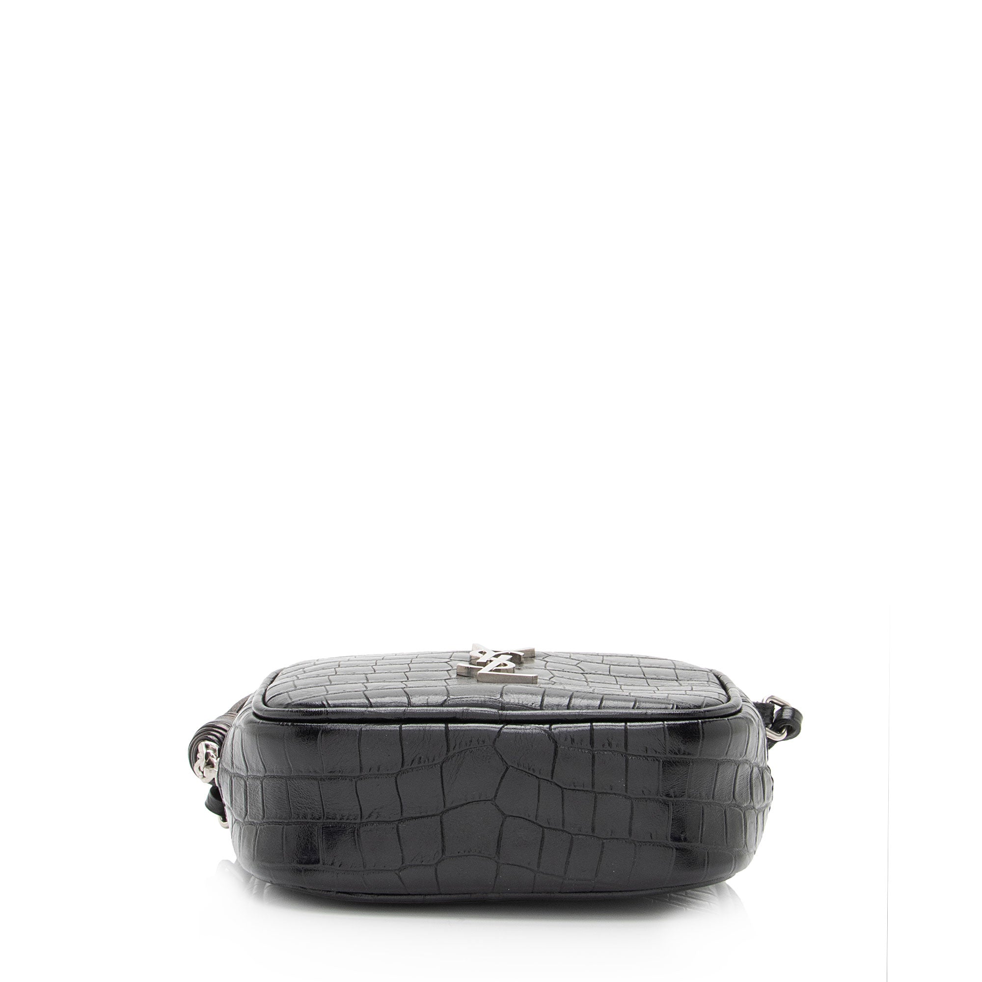 Saint Laurent Croc Embossed Leather Monogram Blogger Bag (SHF-XNnxZ2)