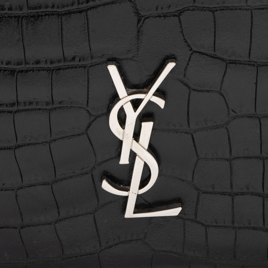 Saint Laurent Croc Embossed Leather Monogram Blogger Bag (SHF-XNnxZ2)