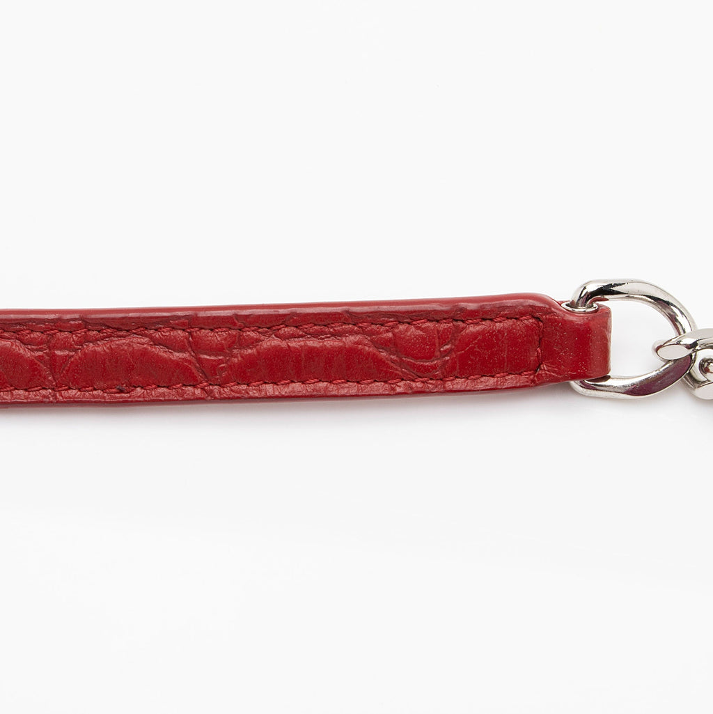 Saint Laurent Croc Embossed Leather Monogram Kate Tassel Chain Wallet (SHF-AKAj5y)