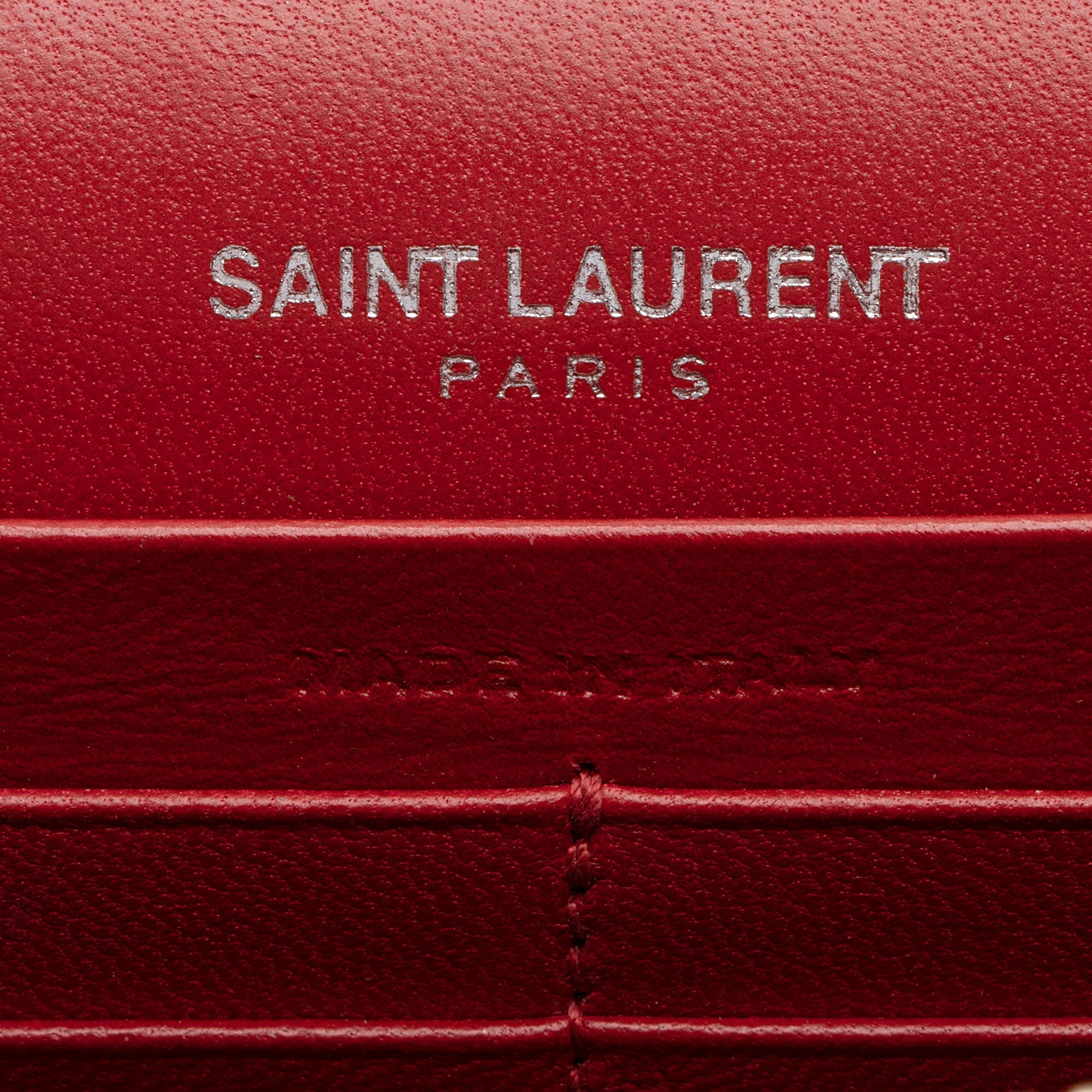 Saint Laurent Croc Embossed Leather Monogram Kate Tassel Chain Wallet (SHF-AKAj5y)
