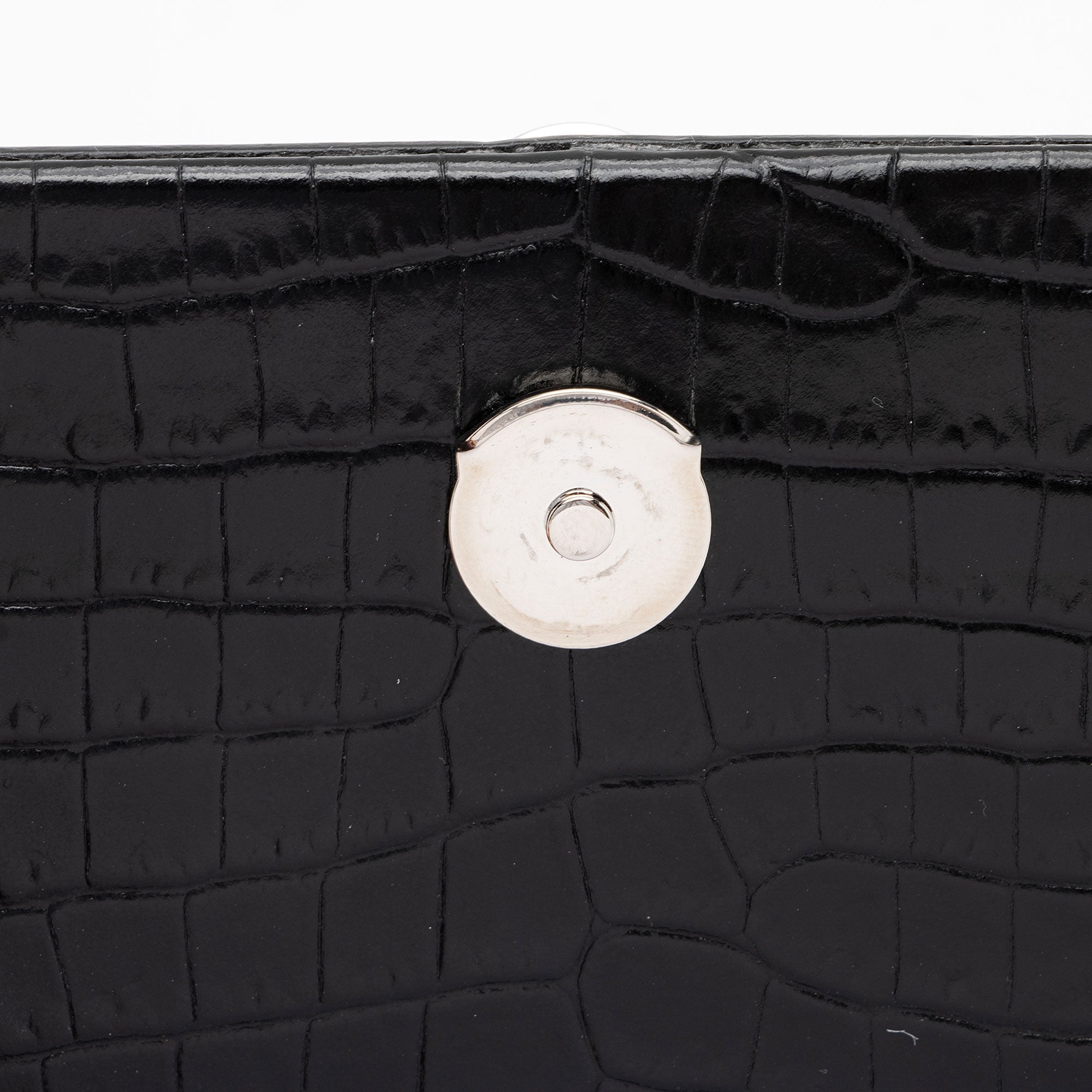 Saint Laurent Croc Embossed Leather Monogram Kate Tassel Small Shoulder Bag (SHF-BWswR2)
