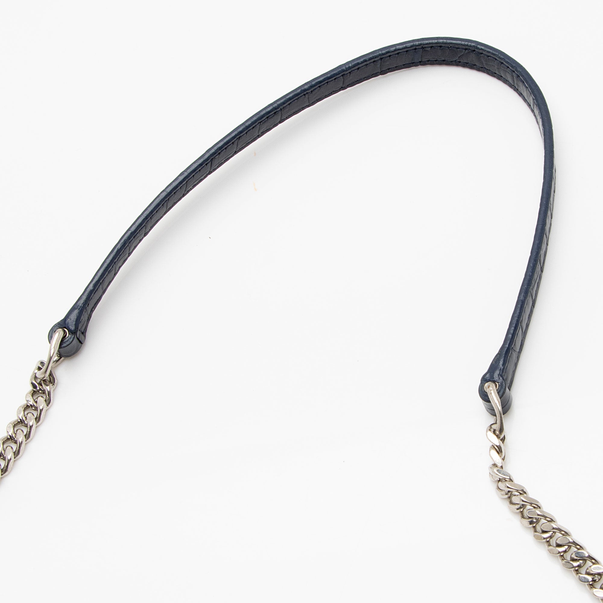Saint Laurent Croc Embossed Leather Monogram Kate Tassel Small Shoulder Bag (SHF-lTeWCR)