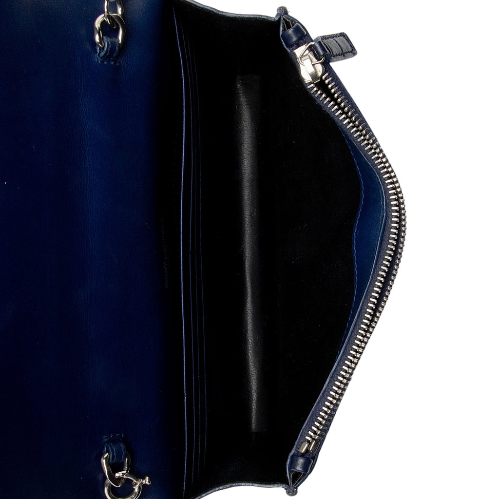 Saint Laurent Croc Embossed Leather Monogram Kate Tassel Small Shoulder Bag (SHF-lTeWCR)