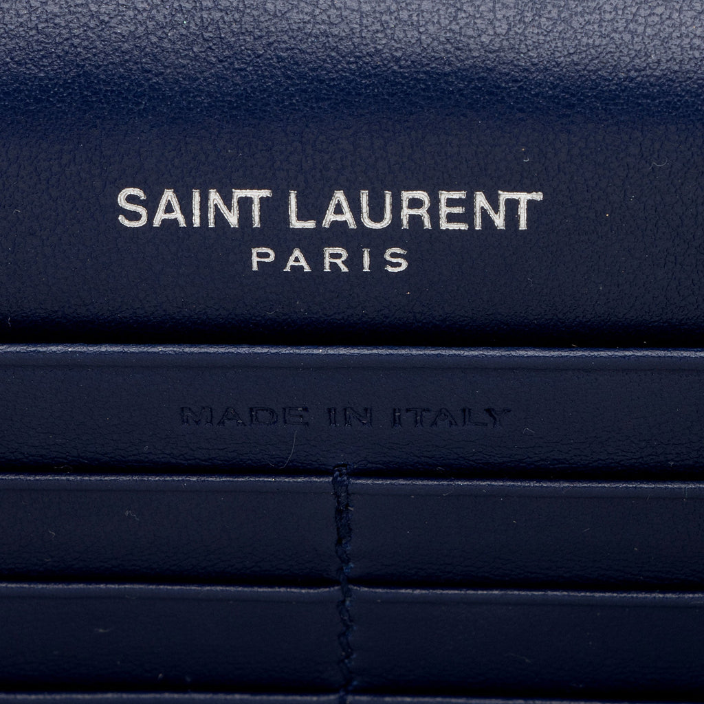 Saint Laurent Croc Embossed Leather Monogram Kate Tassel Small Shoulder Bag (SHF-lTeWCR)