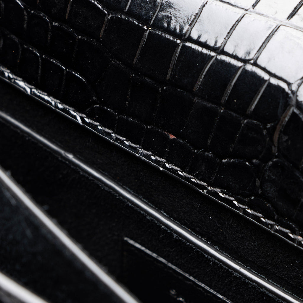Saint Laurent Croc Embossed Leather Monogram Sunset Medium Shoulder Bag (SHF-LCdXkt)