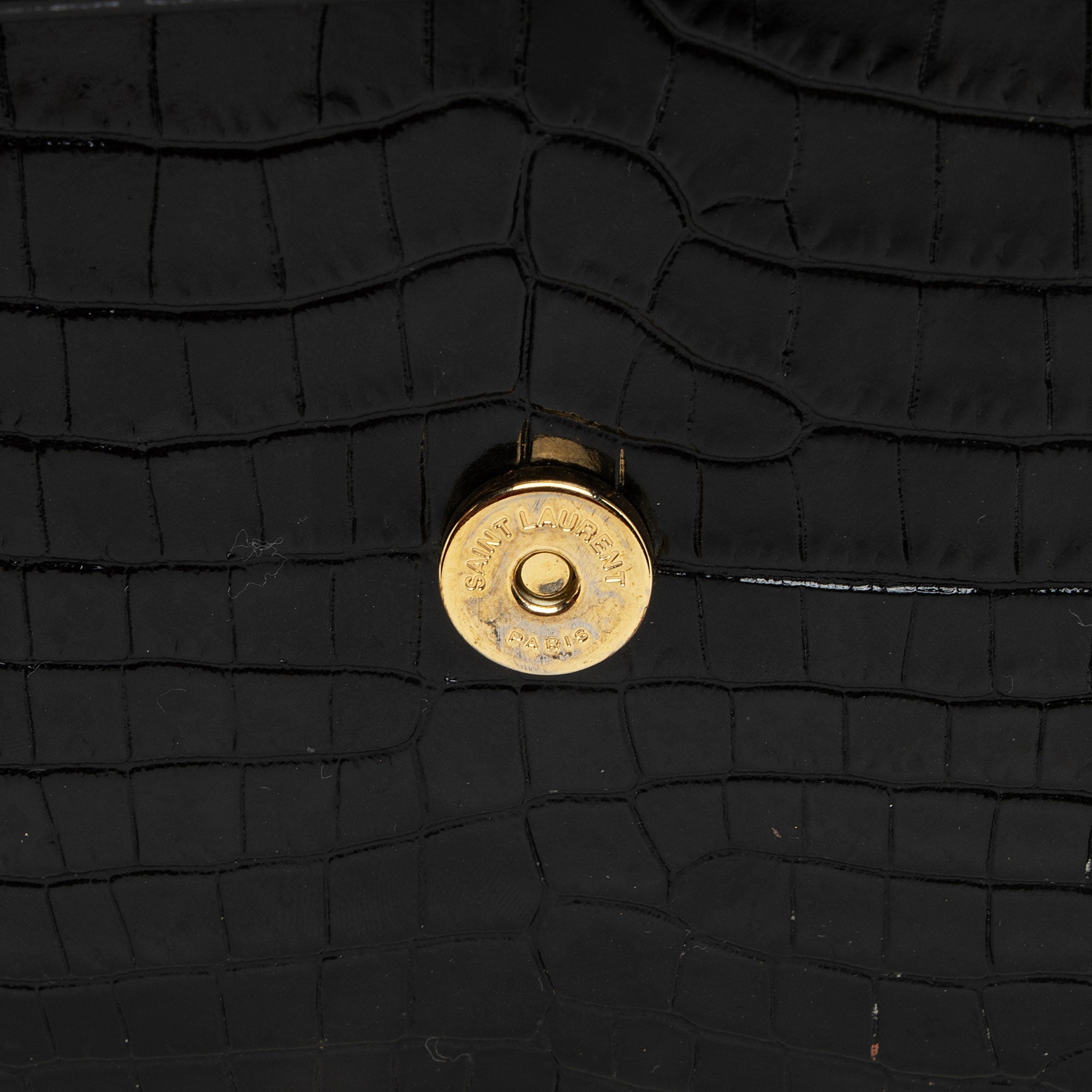 Saint Laurent Croc Embossed Leather Monogram Sunset Medium Shoulder Bag (SHF-otiVDf)