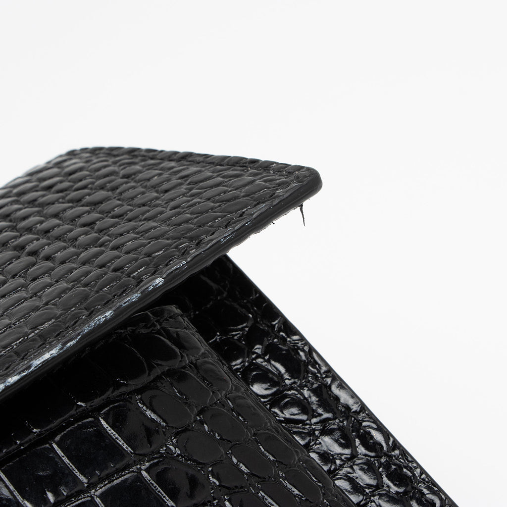 Saint Laurent Croc Embossed Leather Monogram Sunset Medium Shoulder Bag (SHF-otiVDf)