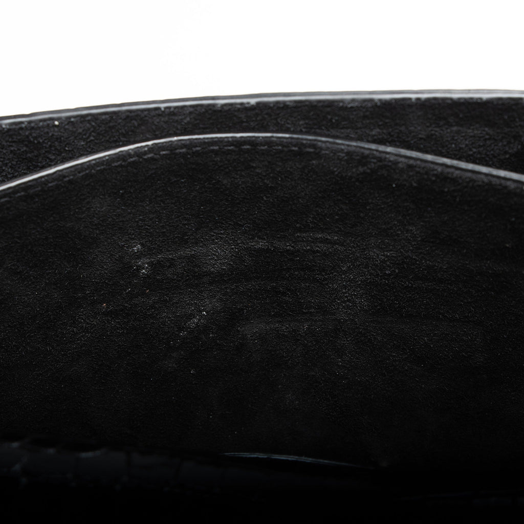 Saint Laurent Croc Embossed Leather Monogram Sunset Medium Shoulder Bag (SHF-otiVDf)