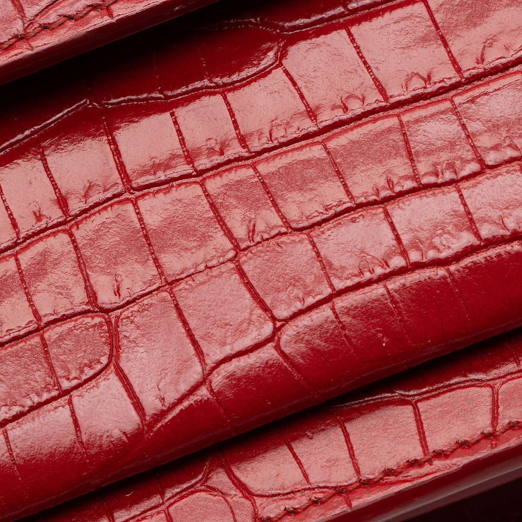Saint Laurent Croc Embossed Leather Monogram Sunset Medium Shoulder Bag (SHF-T5kq37)