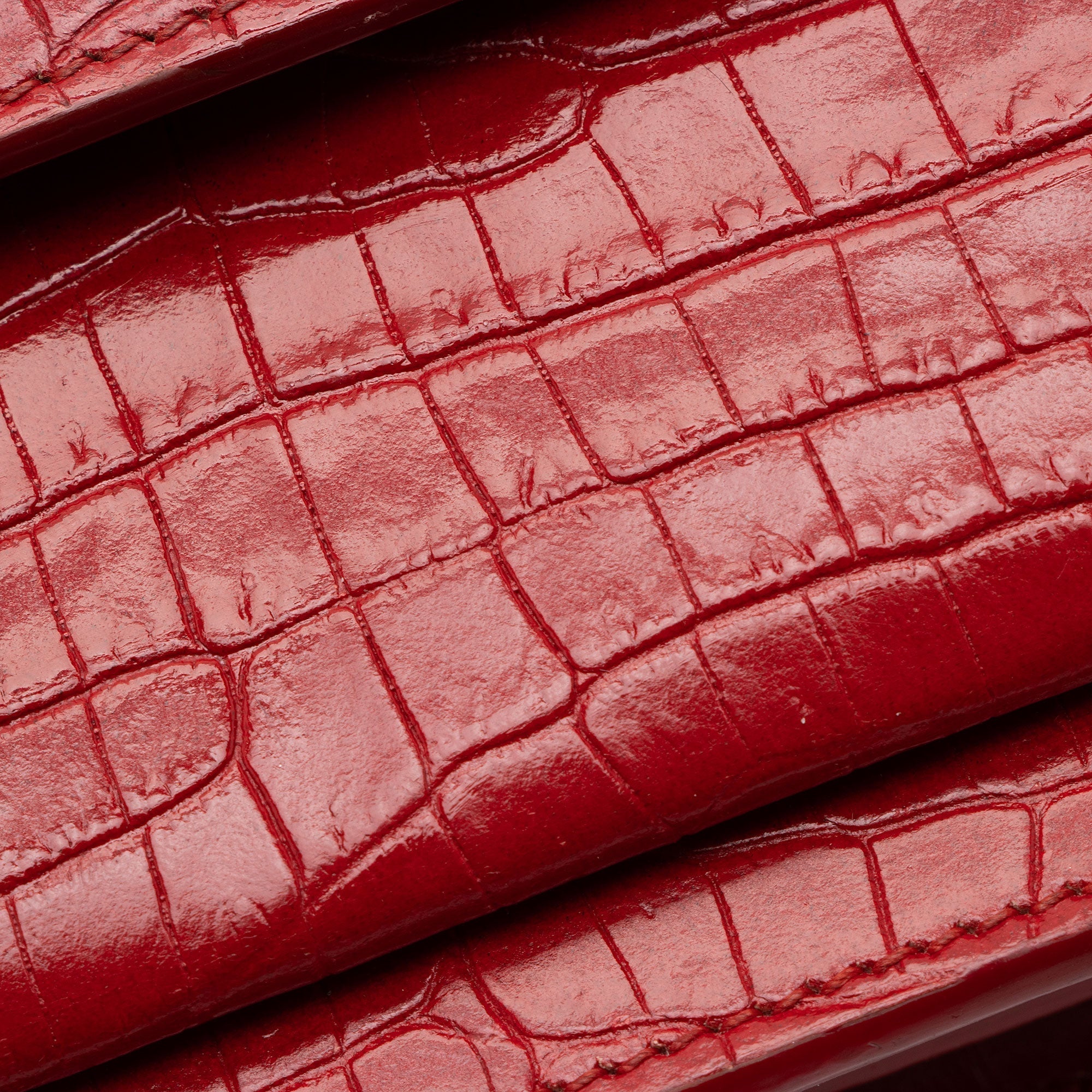 Saint Laurent Croc Embossed Leather Monogram Sunset Medium Shoulder Bag (SHF-T5kq37)