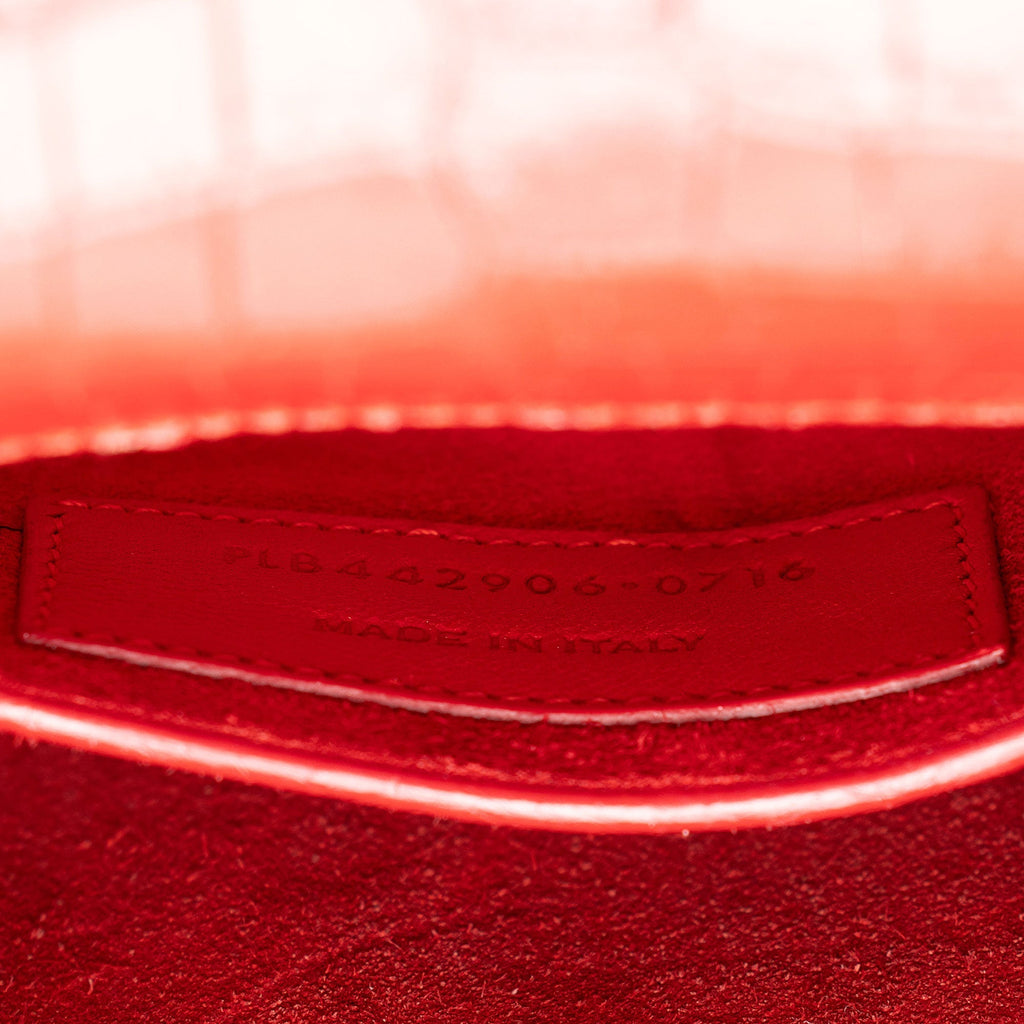 Saint Laurent Croc Embossed Leather Monogram Sunset Medium Shoulder Bag (SHF-T5kq37)