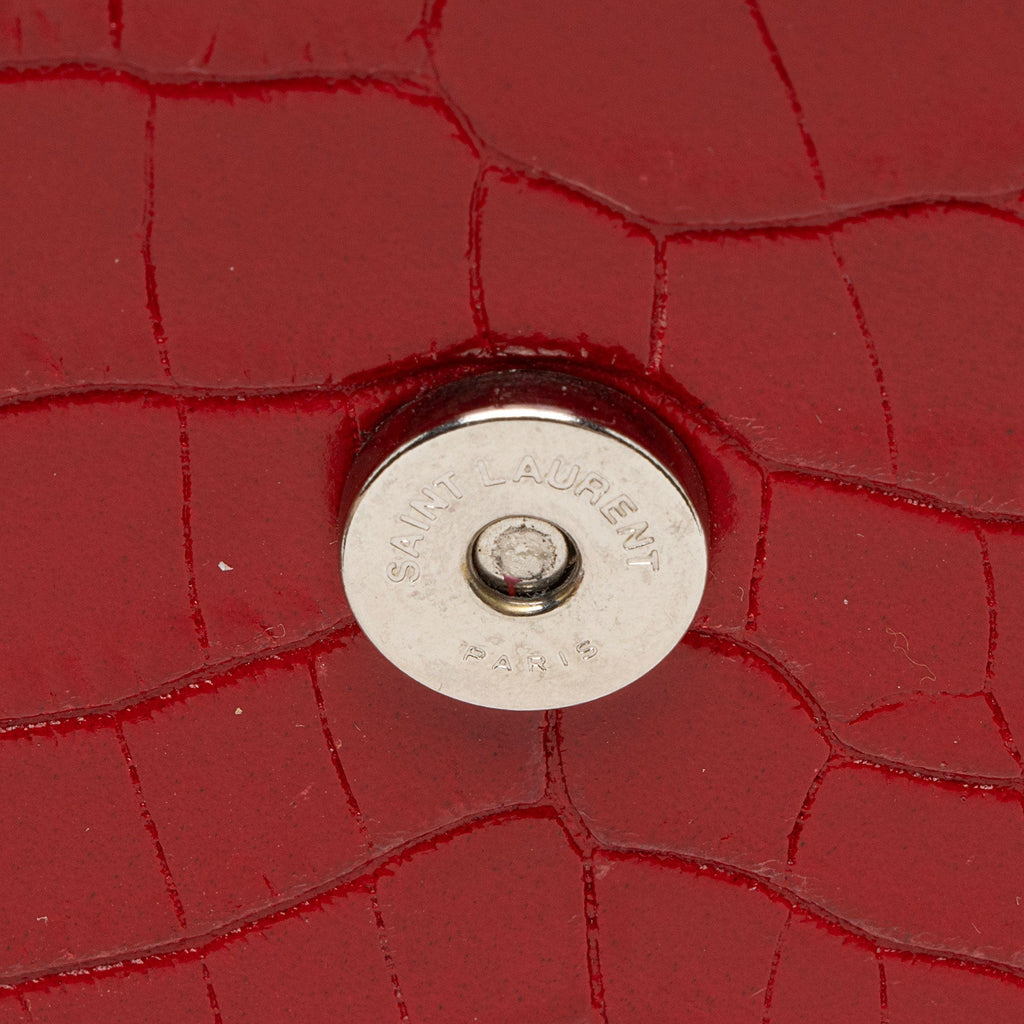Saint Laurent Croc Embossed Leather Monogram Sunset Medium Shoulder Bag (SHF-T5kq37)
