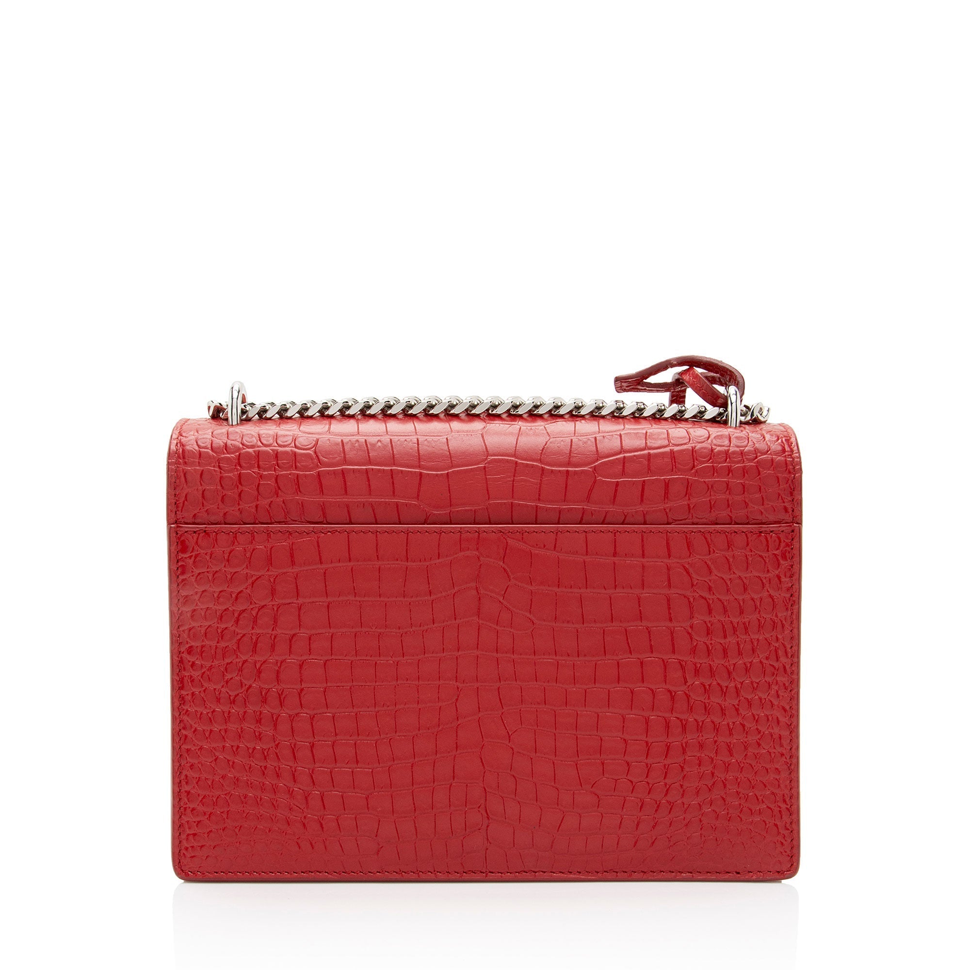 Saint Laurent Croc Embossed Leather Monogram Sunset Medium Shoulder Bag (SHF-jVwFV7)