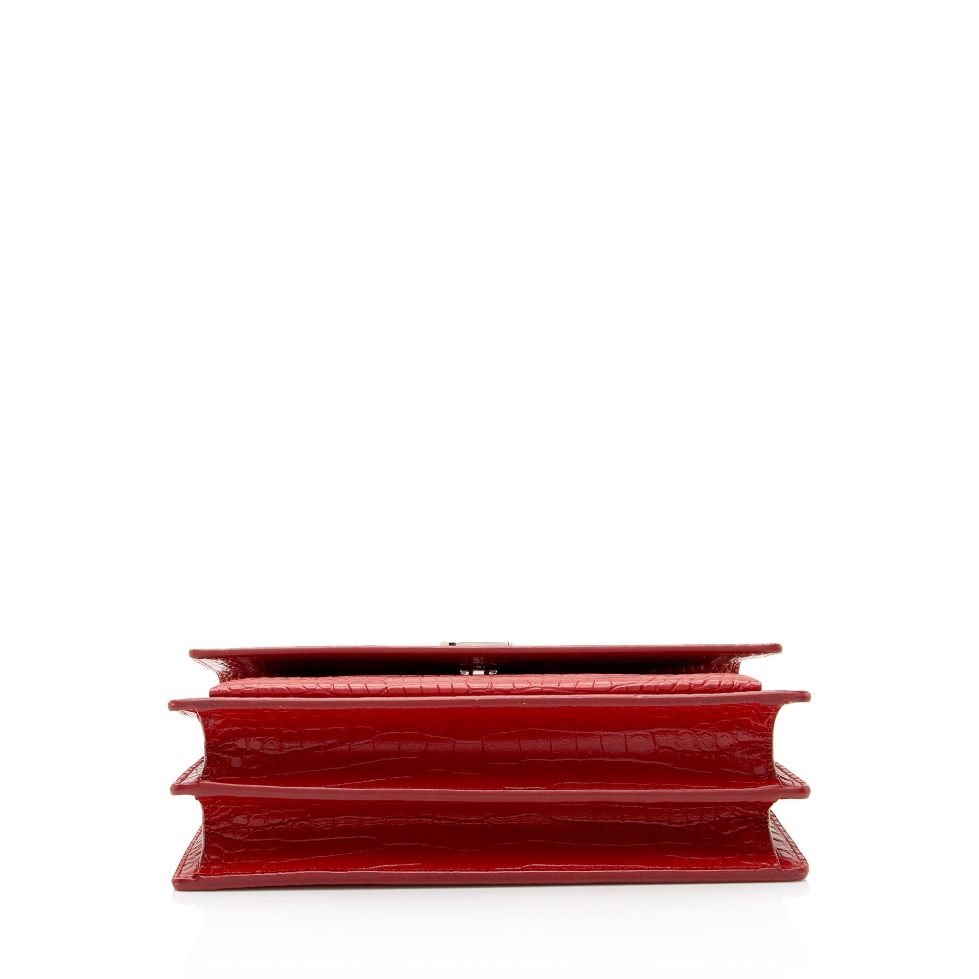 Saint Laurent Croc Embossed Leather Monogram Sunset Medium Shoulder Bag (SHF-jVwFV7)