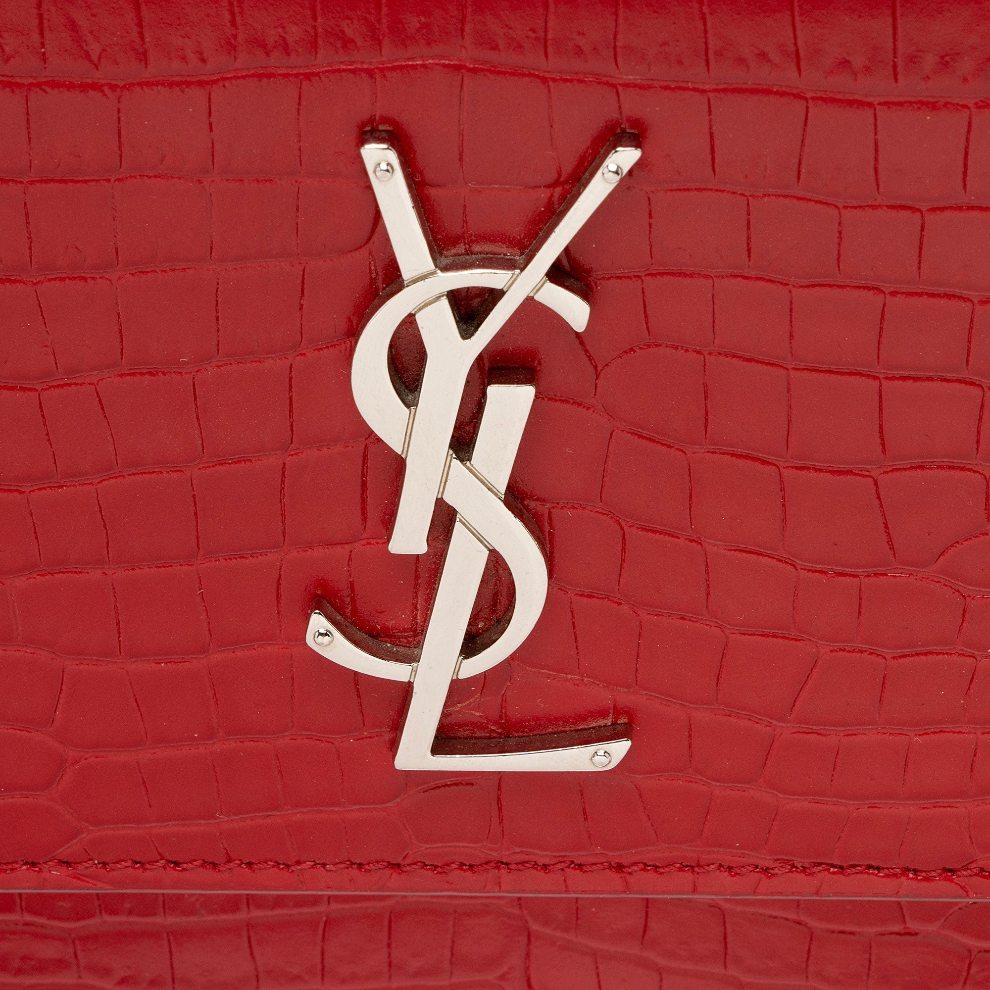 Saint Laurent Croc Embossed Leather Monogram Sunset Medium Shoulder Bag (SHF-jVwFV7)