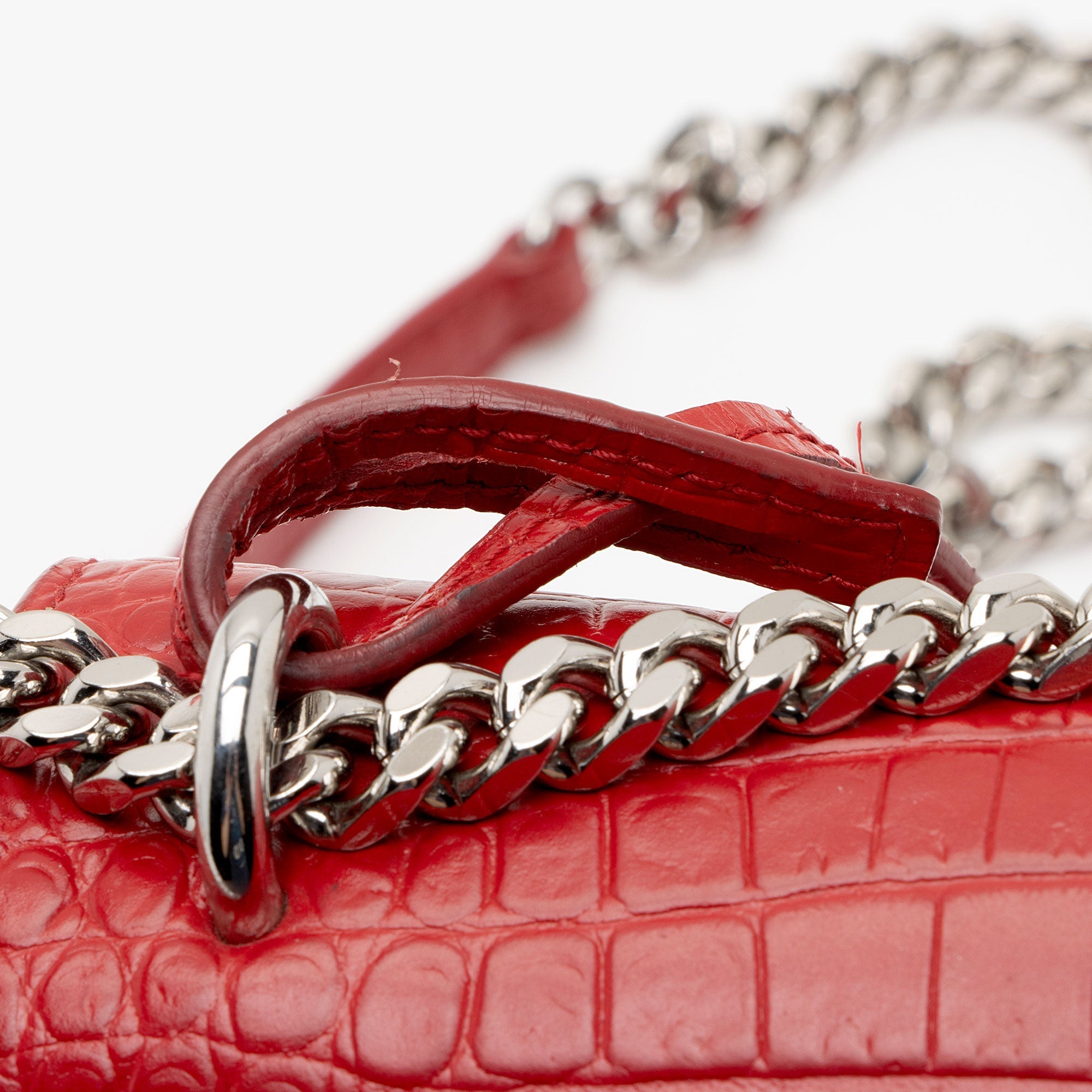 Saint Laurent Croc Embossed Leather Monogram Sunset Medium Shoulder Bag (SHF-jVwFV7)
