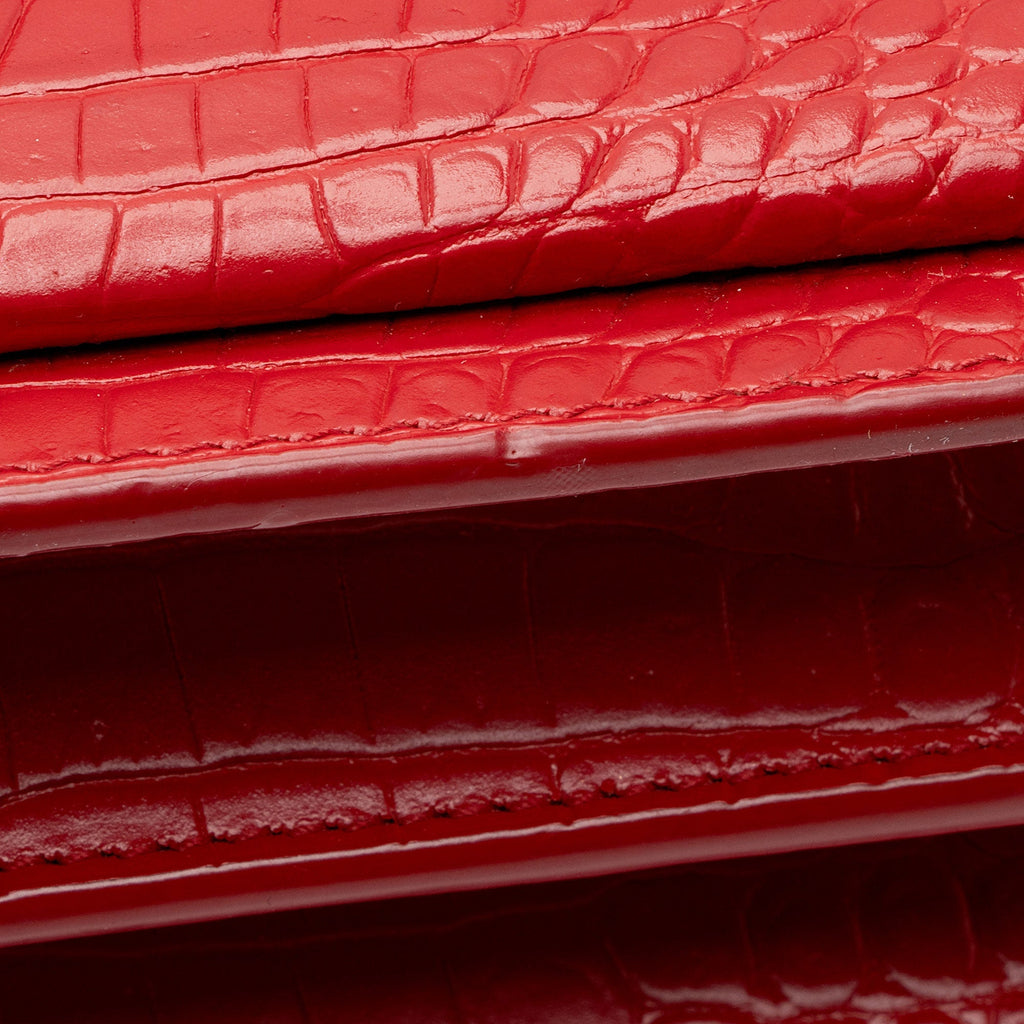 Saint Laurent Croc Embossed Leather Monogram Sunset Medium Shoulder Bag (SHF-jVwFV7)