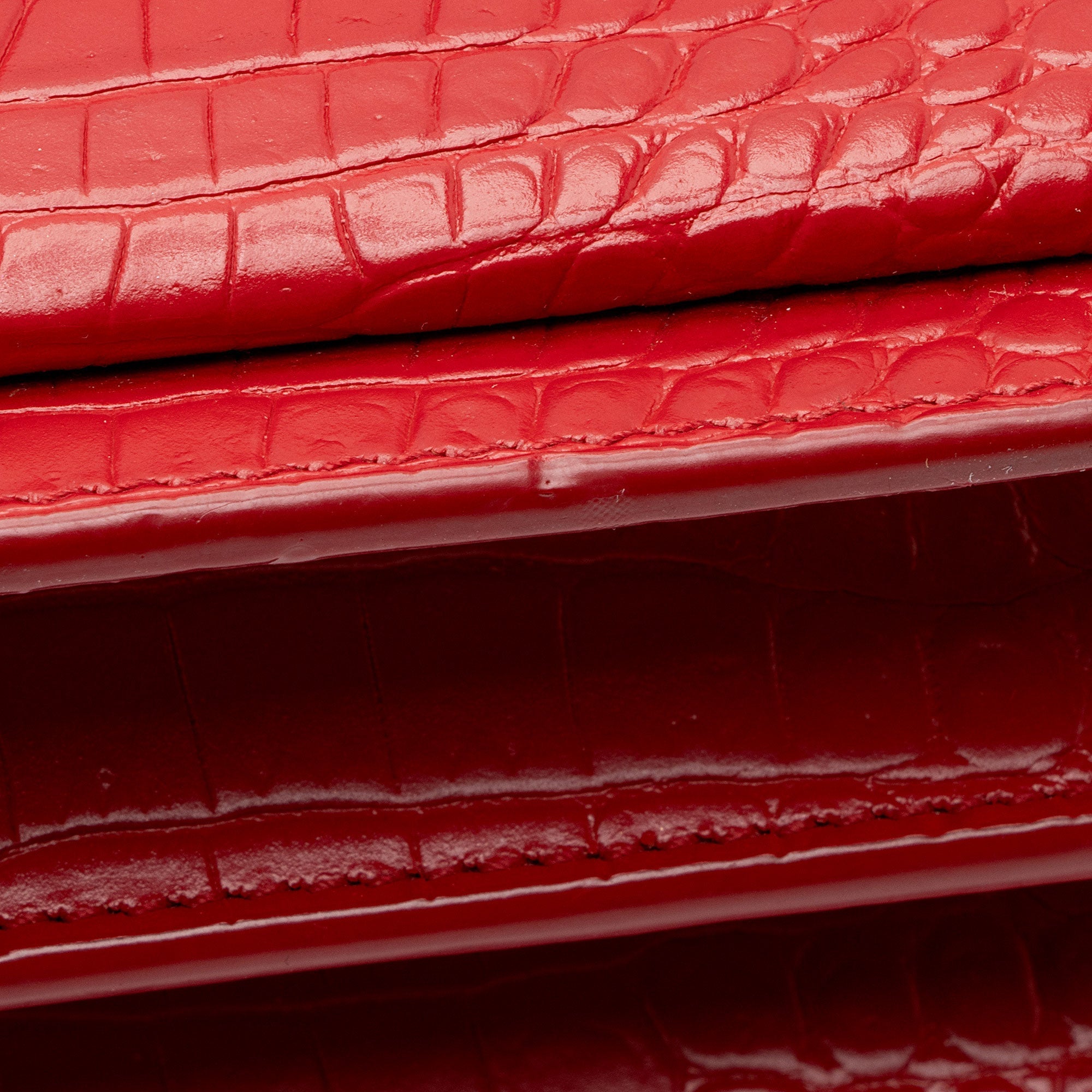 Saint Laurent Croc Embossed Leather Monogram Sunset Medium Shoulder Bag (SHF-jVwFV7)