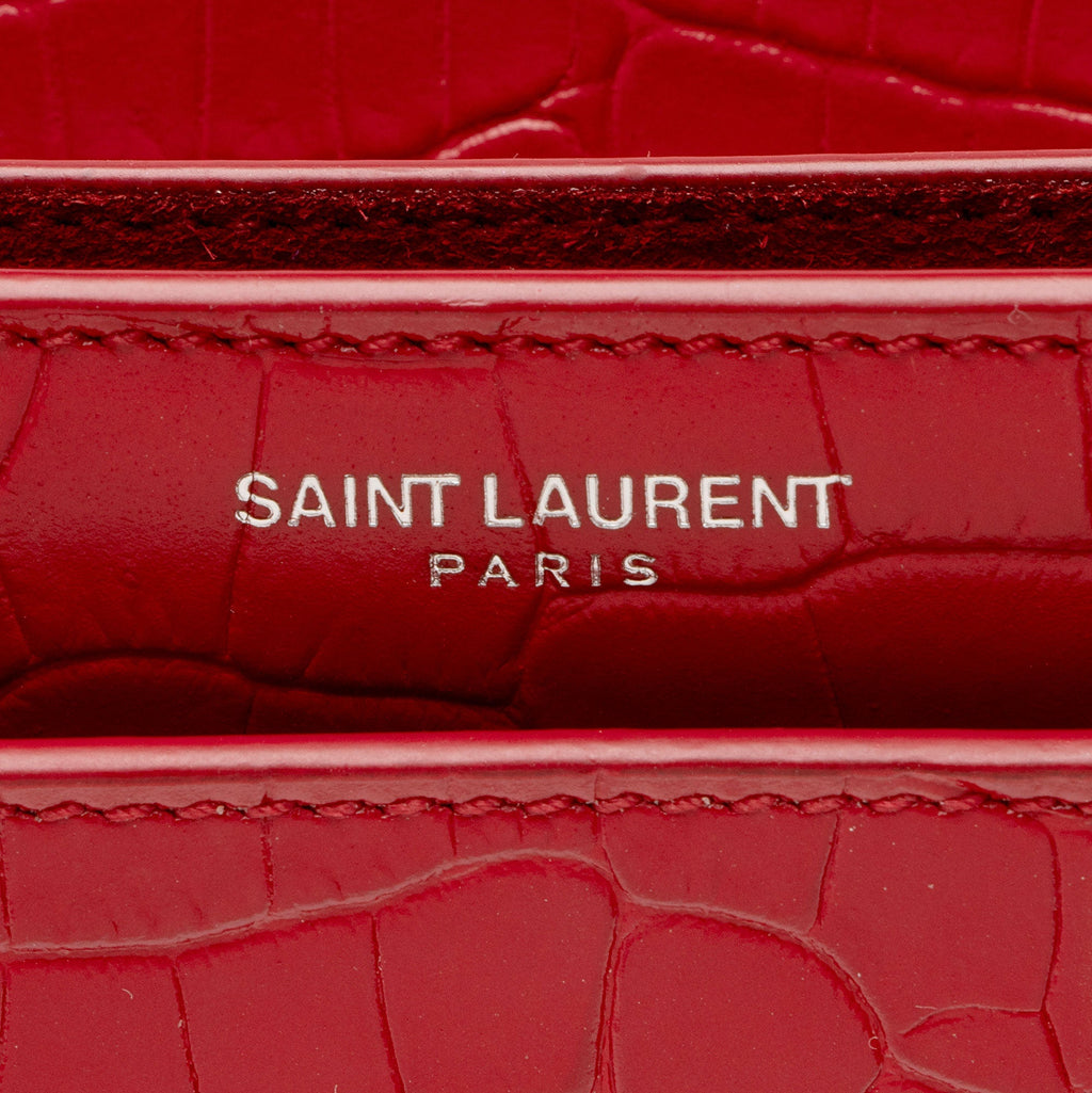 Saint Laurent Croc Embossed Leather Monogram Sunset Medium Shoulder Bag (SHF-jVwFV7)